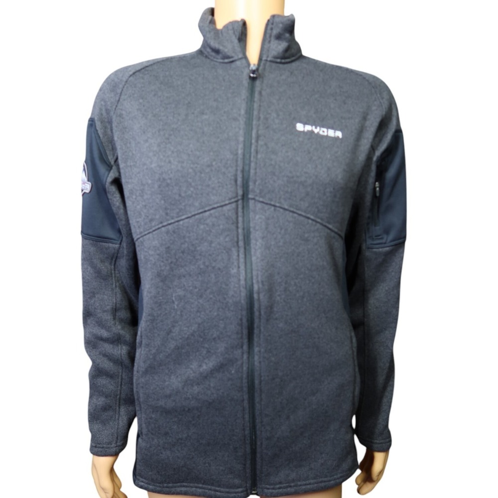 Spyder Fleece‎ Empire Jacket Men's Size L Full Zip Pockets Logo Gray
